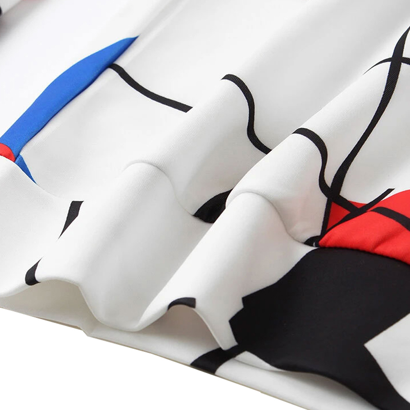 White Colorblock Printed